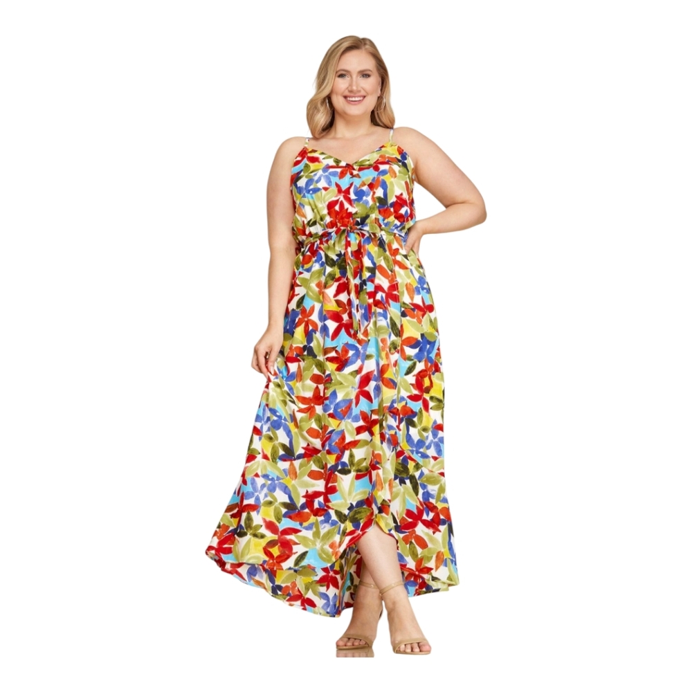 NWT Off White Floral Woven Maxi Dress (XL,1X,2X)